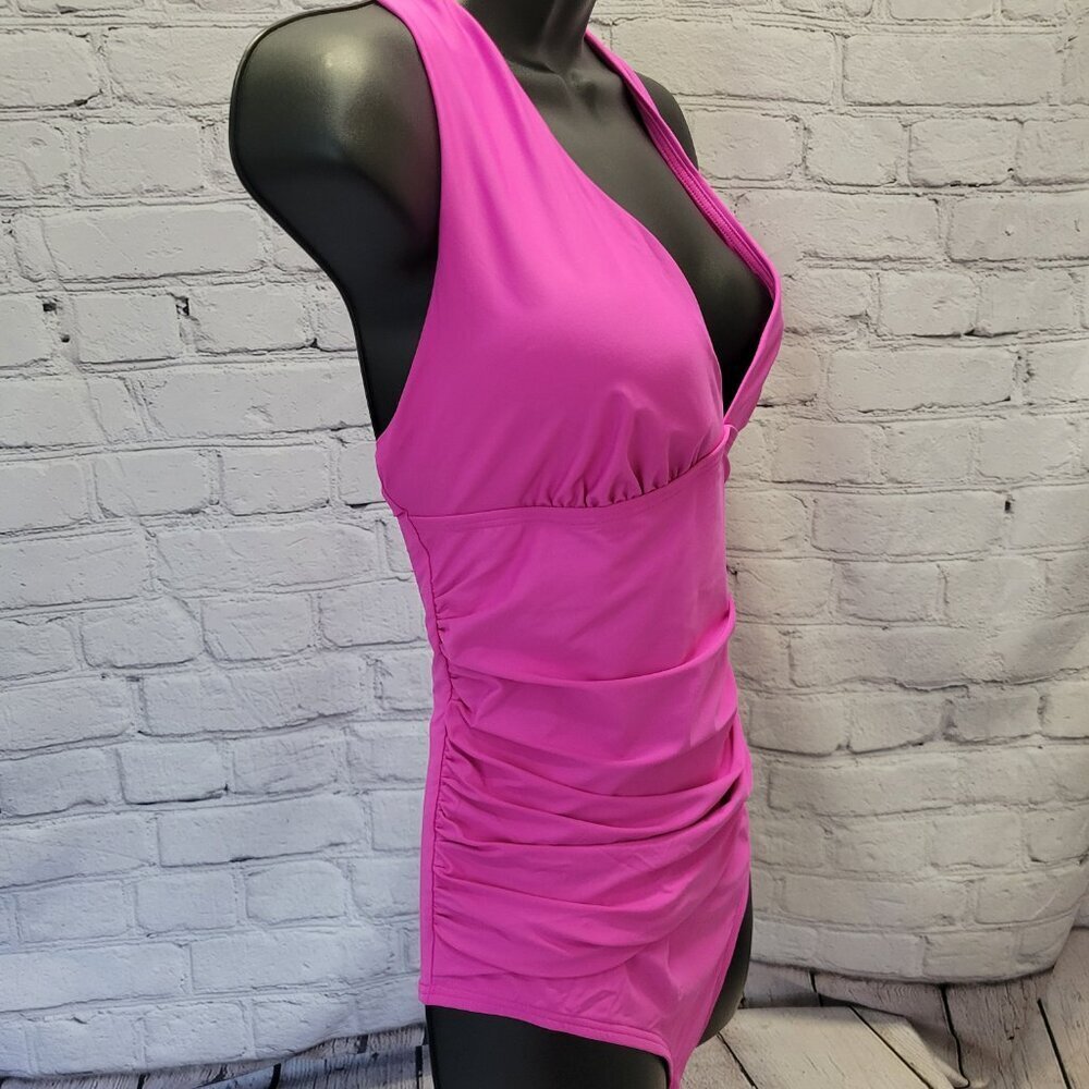 DKNY Women's Tie-Back Halter-Style One-Piece Swimsuit - Picture 4 of 7